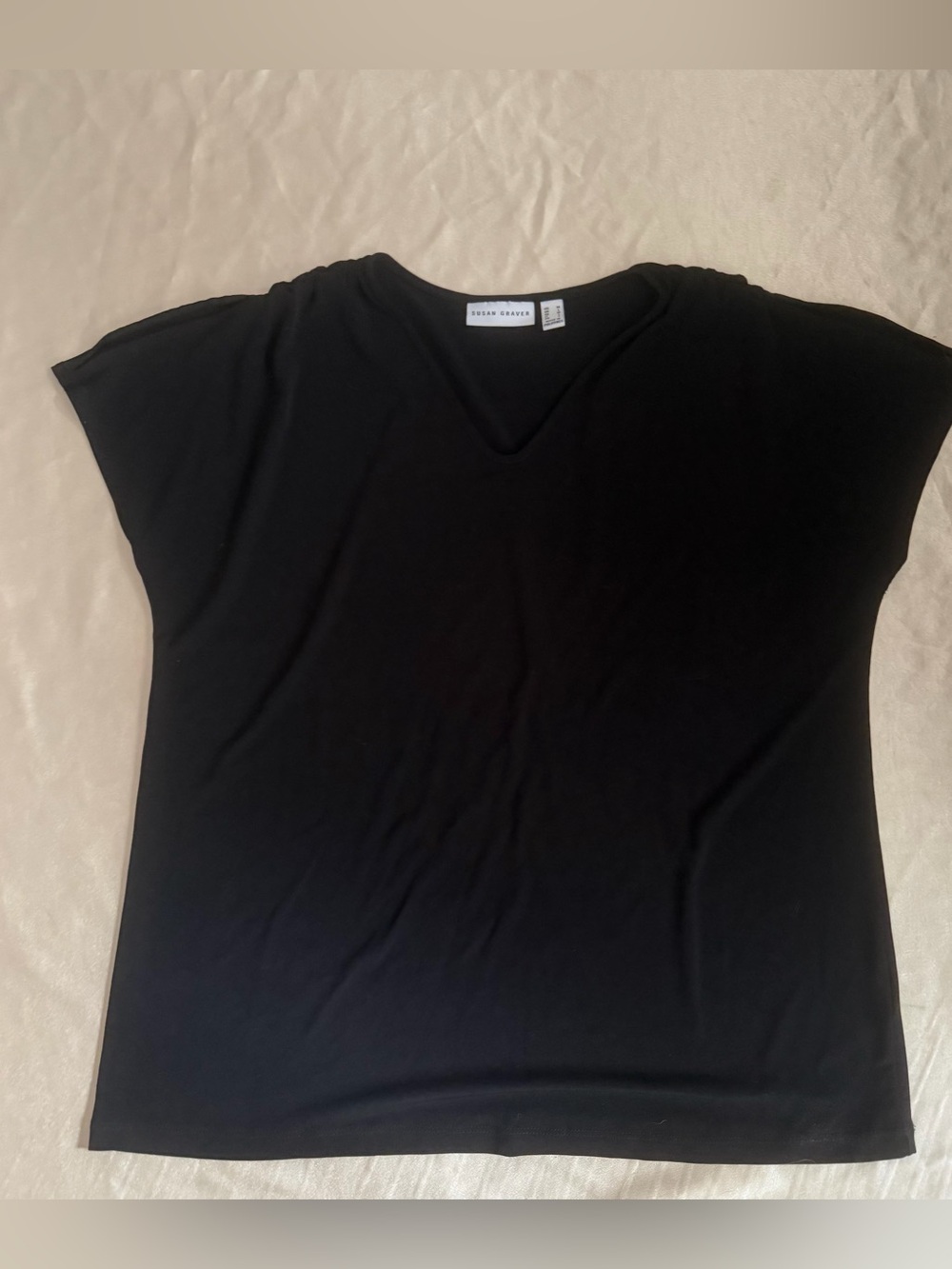 Susan Graver Liquid Knit Split-Sleeve Top size M A304027